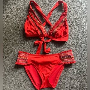 Lucky Brand Bikini 2 Piece Small - Ruffles and colorful stitching